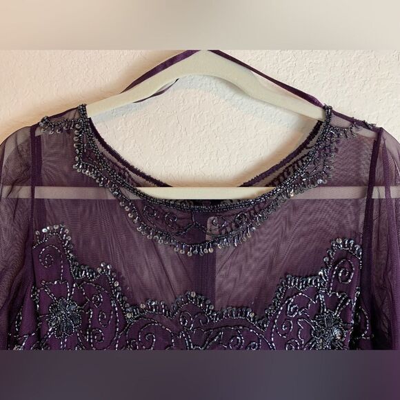 Pisarro Nights: Party Beaded burgundy Dress - Picture 2 of 4